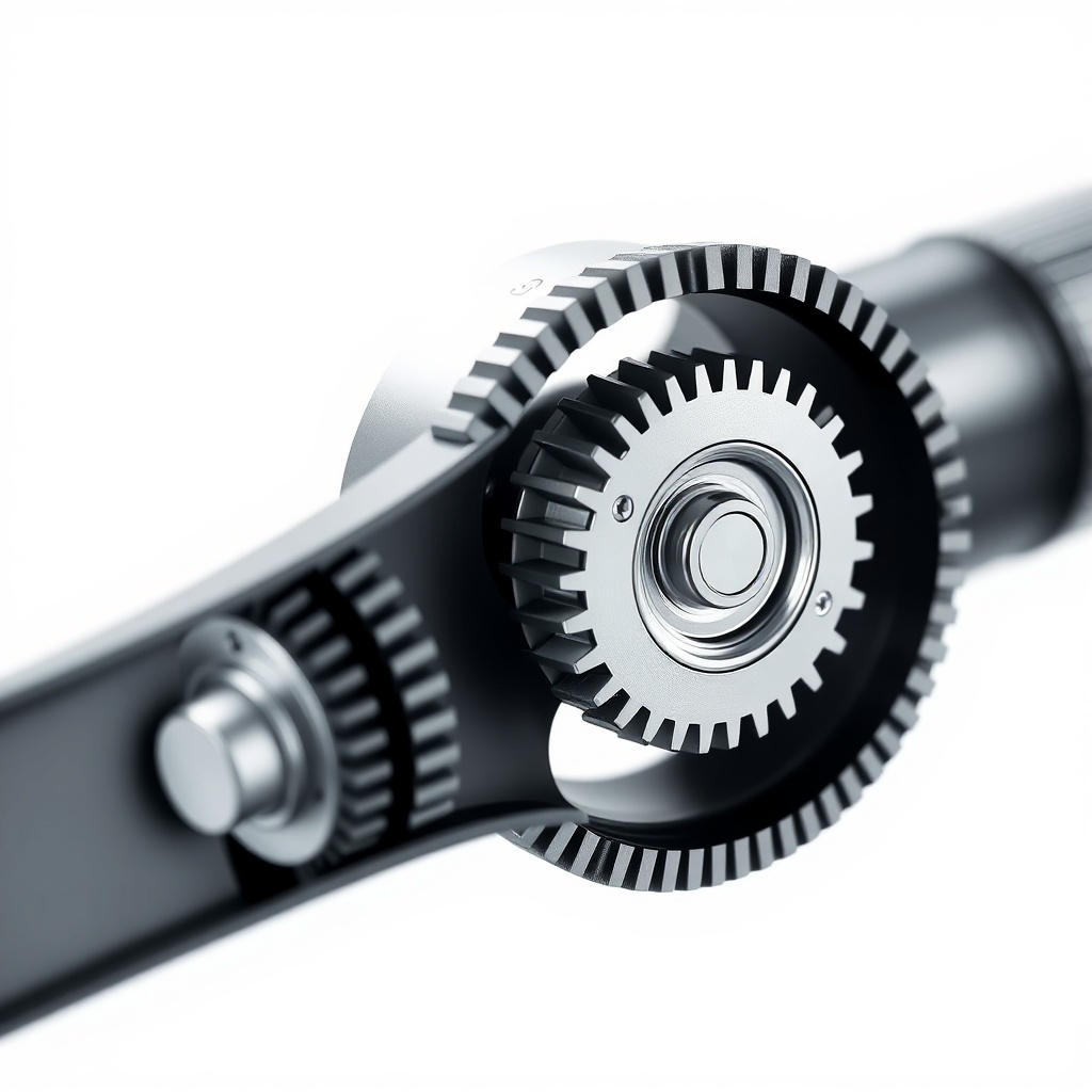 A close-up cross-section view of the Thyssenkrupp Flow 550's toothed belt drive motor