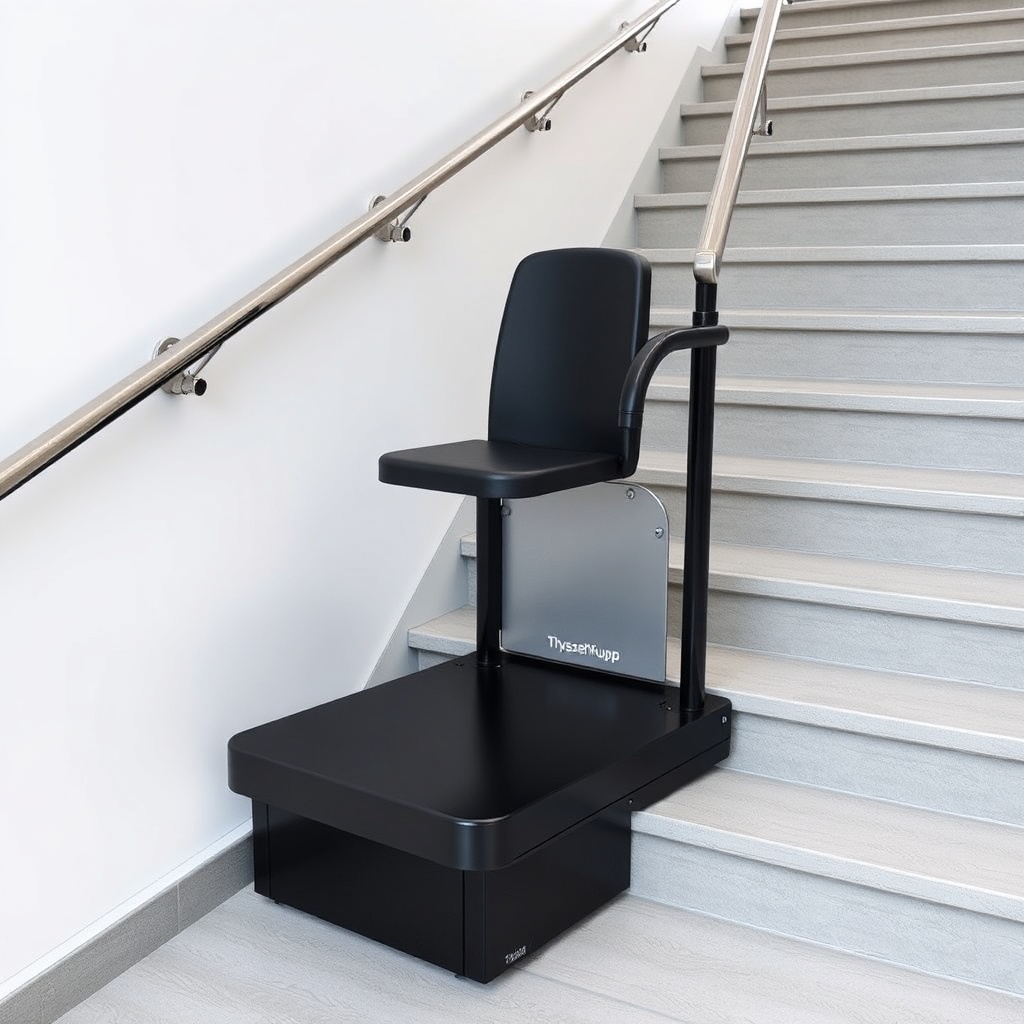 A clean photorealistic photo of a ThyssenKrupp Flow 550 in stand-only configuration on a s