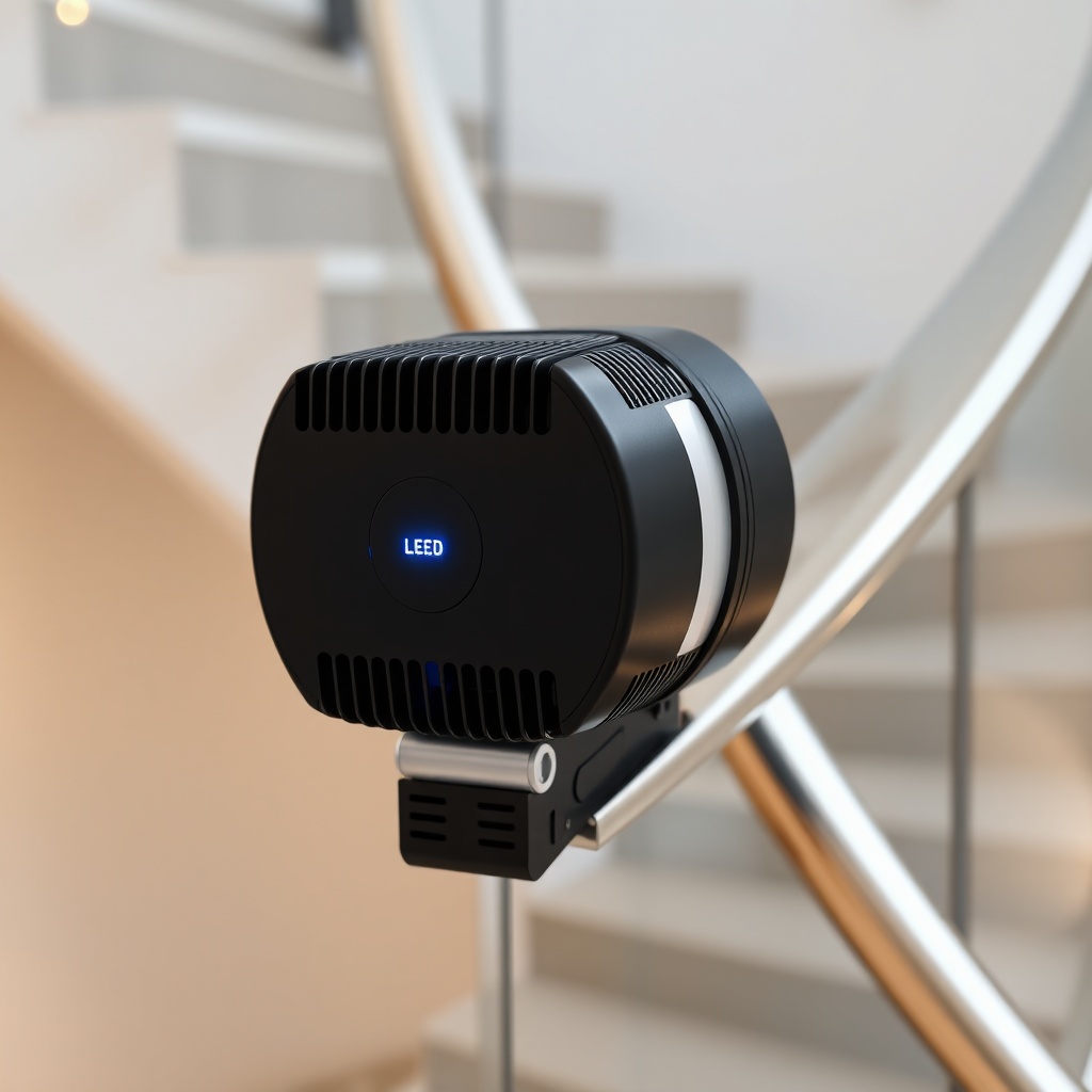A clean photorealistic photo of the TK Home Solutions Siena 600 motor housing on a curved