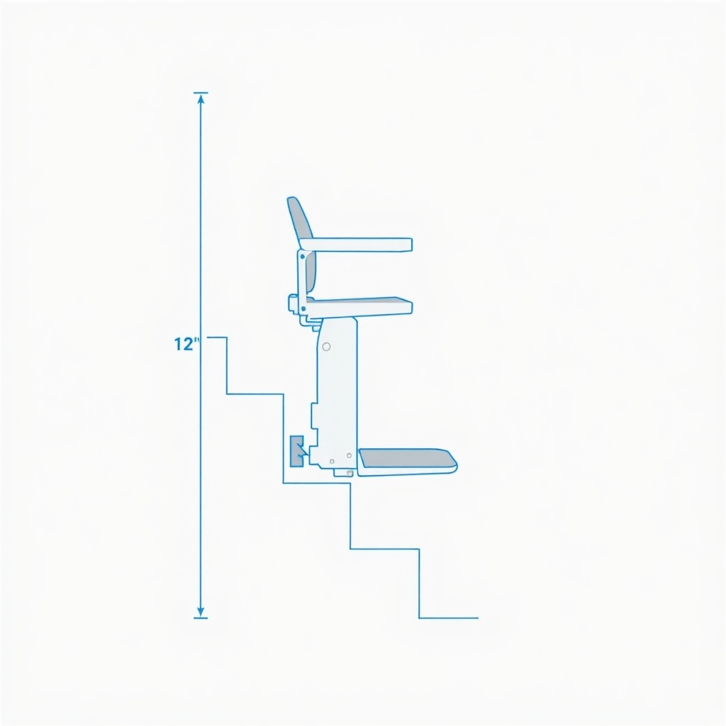 A simple technical illustration showing a side view of the Stannah 420 on a staircase