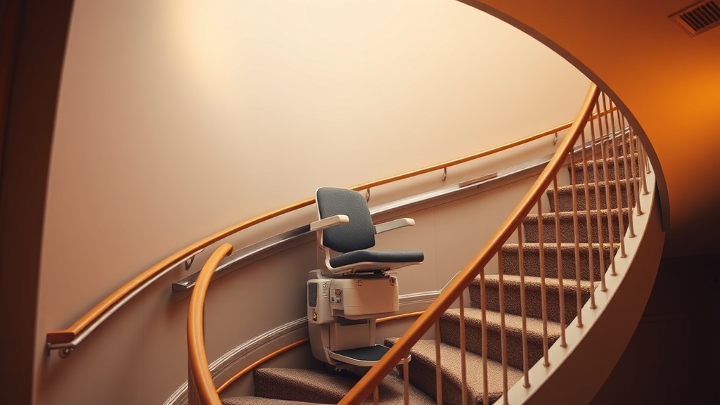 Stannah 420: Kurvengängigkeit auch bei 90-Grad-Wendeltreppen