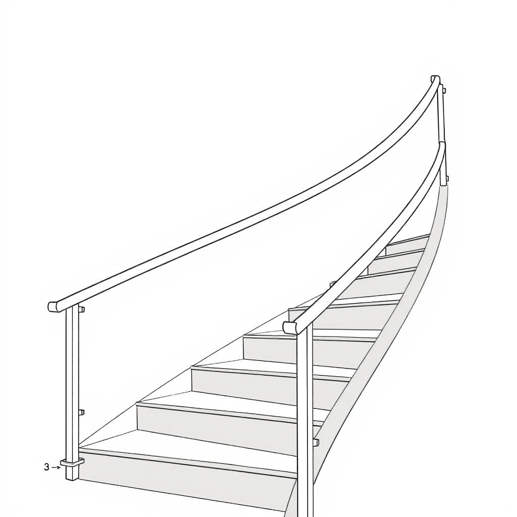 Simple illustration showing a perspective view of a Stannah 420 rail system attached to a