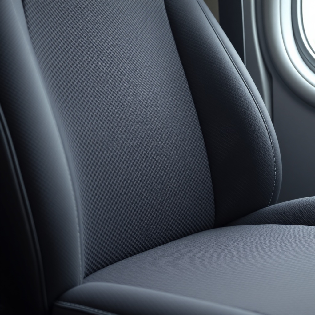 Close-up of a Stannah 420 seat showing the fine black mesh fabric texture with visible dia